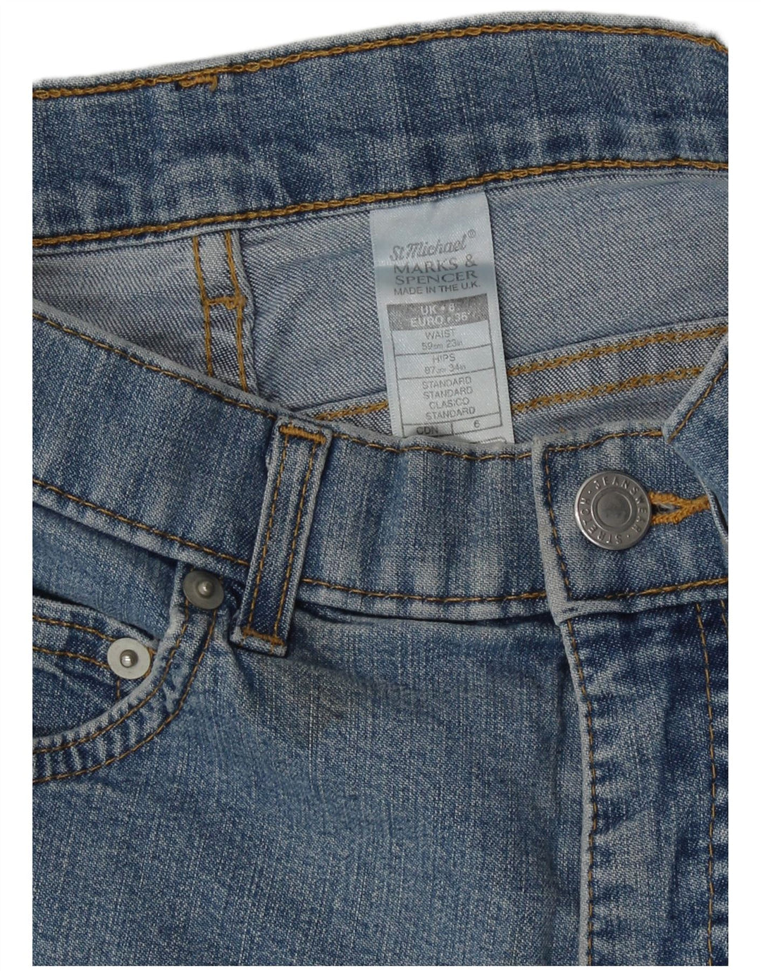 Marks & Spencer Pantalones cortos vaqueros para mujer UK 8 Small W23 Algodón azul