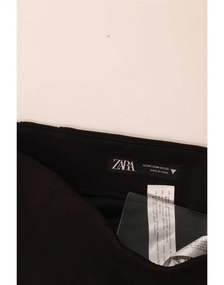 Zara Mujer Mini Falda Mediana W28 Poliéster Negro