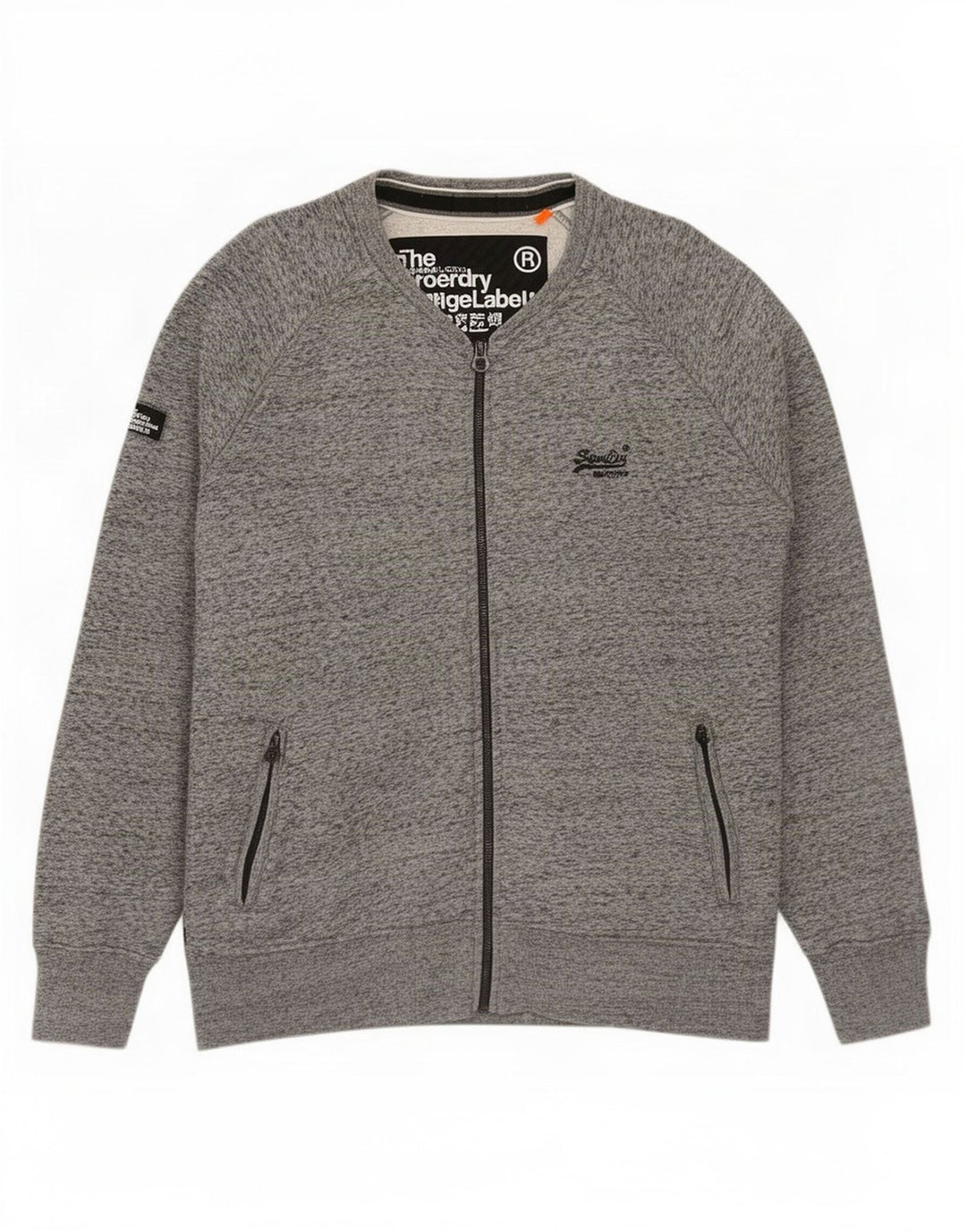 Superdry Chaqueta de chándal para hombre, talla 2XL, algodón moteado gris