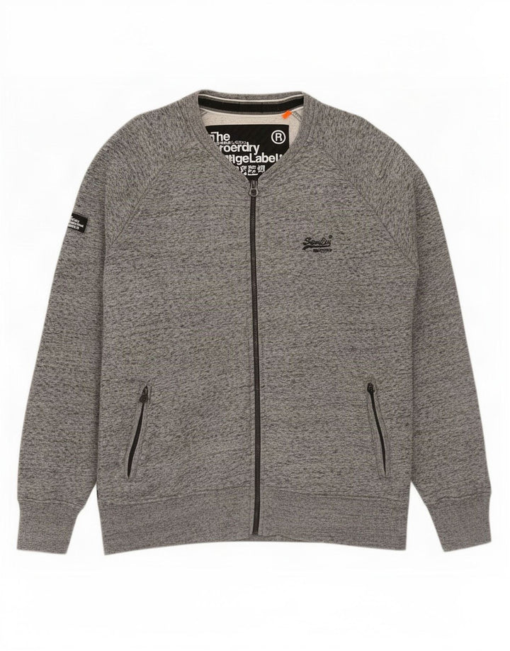 Superdry Chaqueta de chándal para hombre, talla 2XL, algodón moteado gris