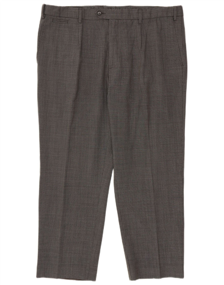 Marks & Spencer Pantalón de traje de corte regular para hombre W42 L29 Pata de gallo negra