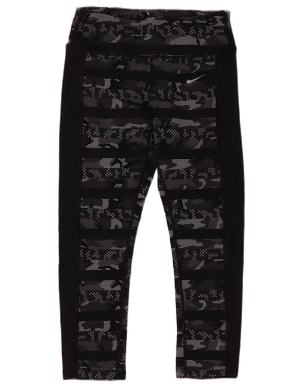Nike Leggings Capri Dri Fit para Mujer UK 8 Small Black Camuflaje Nylon