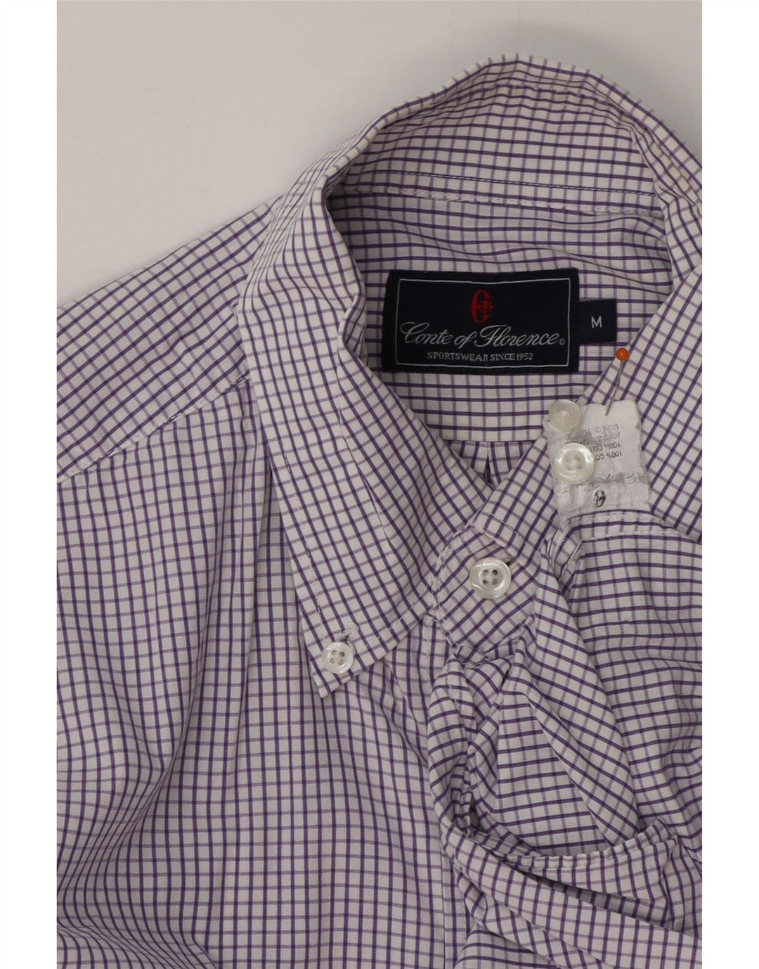 CONTE OF FLORENCE Camisa de hombre de algodón a cuadros violeta medio