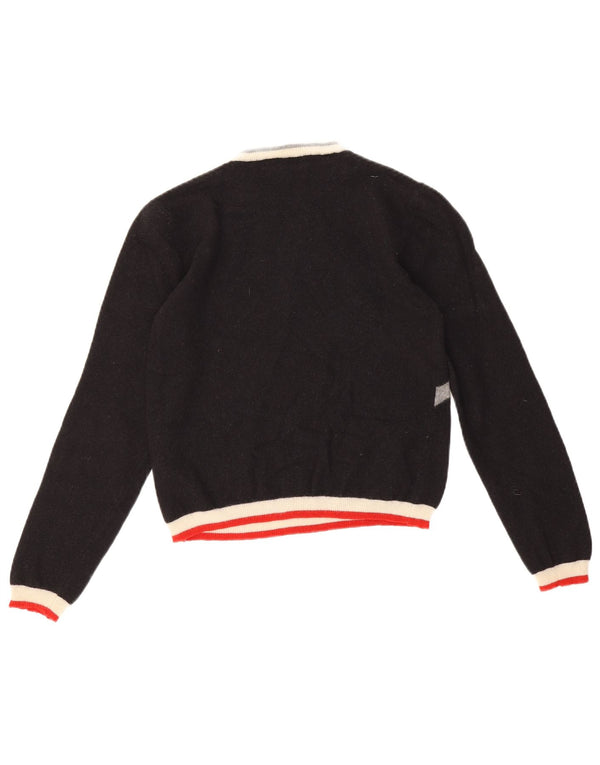 Fred Perry Suéter Corto con Cuello Redondo para Mujer UK 4 XS Negro Geométrico