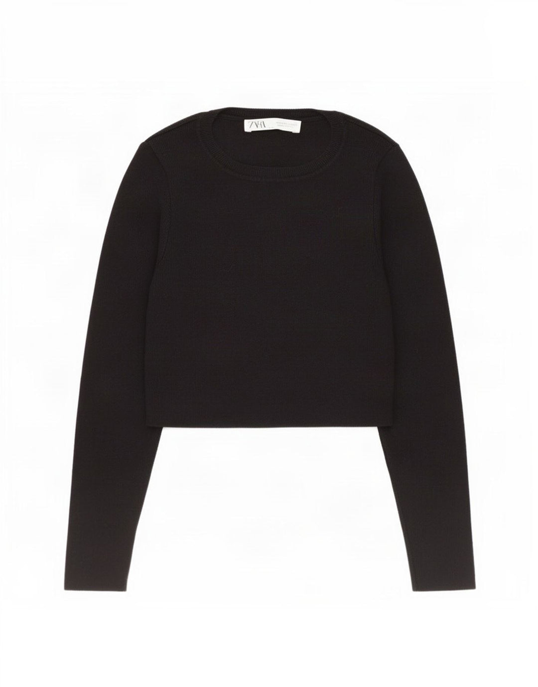 Zara - Jersey corto con cuello barco para mujer, talla 40, talla M, color negro