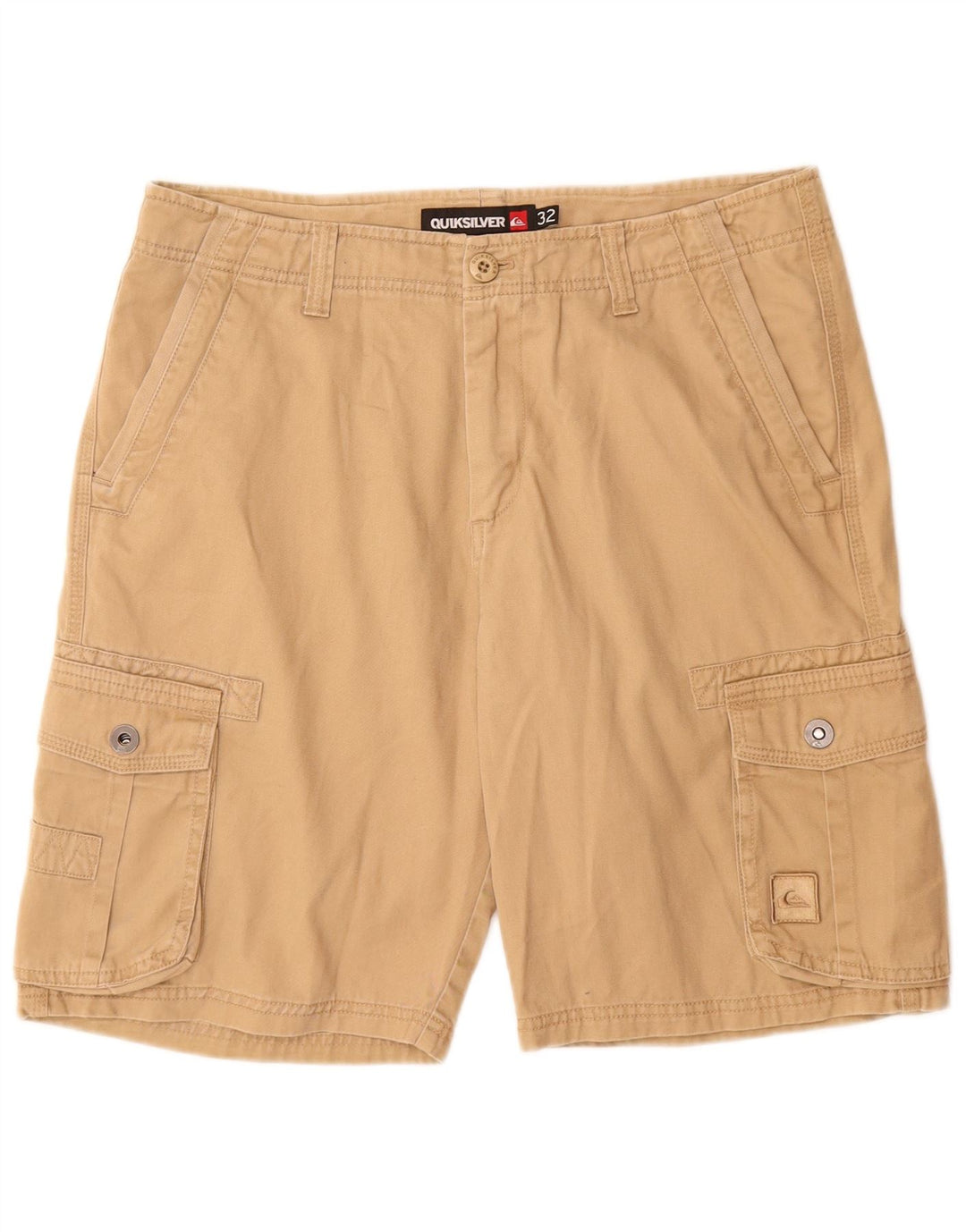 QUIKSILVER Shorts Cargo Hombre W32 Algodón Beige Medio