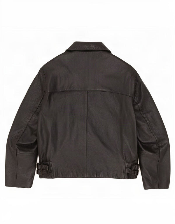 Chaqueta de cuero vintage para hombre Reino Unido 42 XL Negro