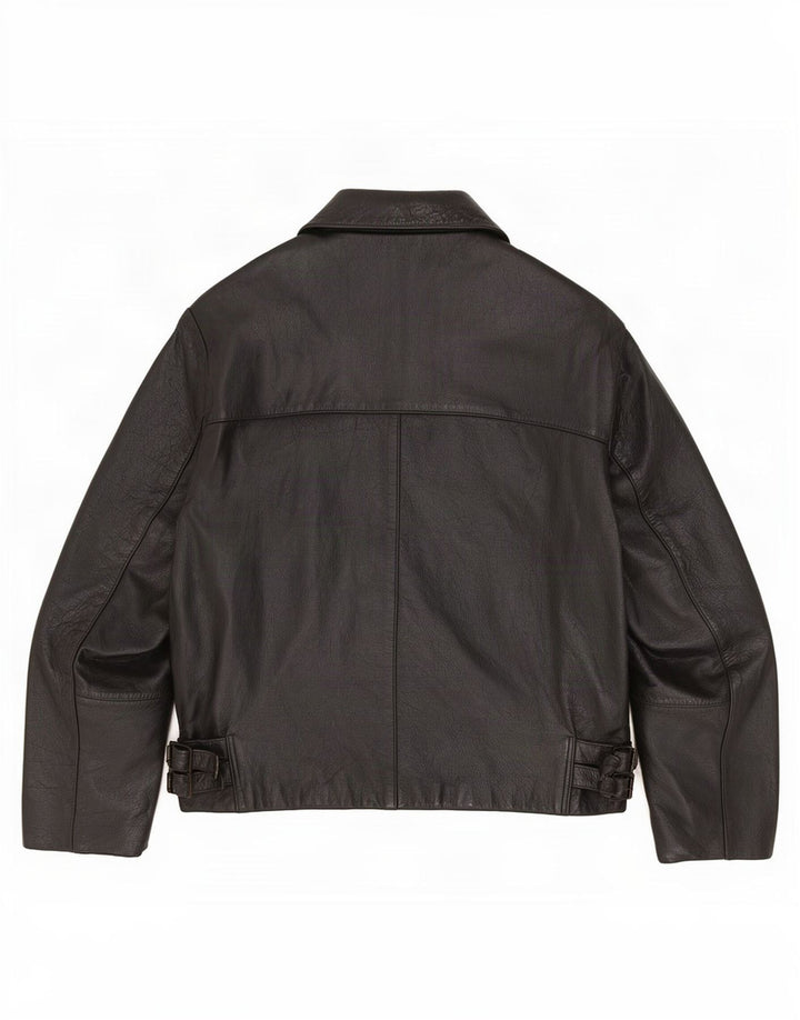 Chaqueta de cuero vintage para hombre Reino Unido 42 XL Negro