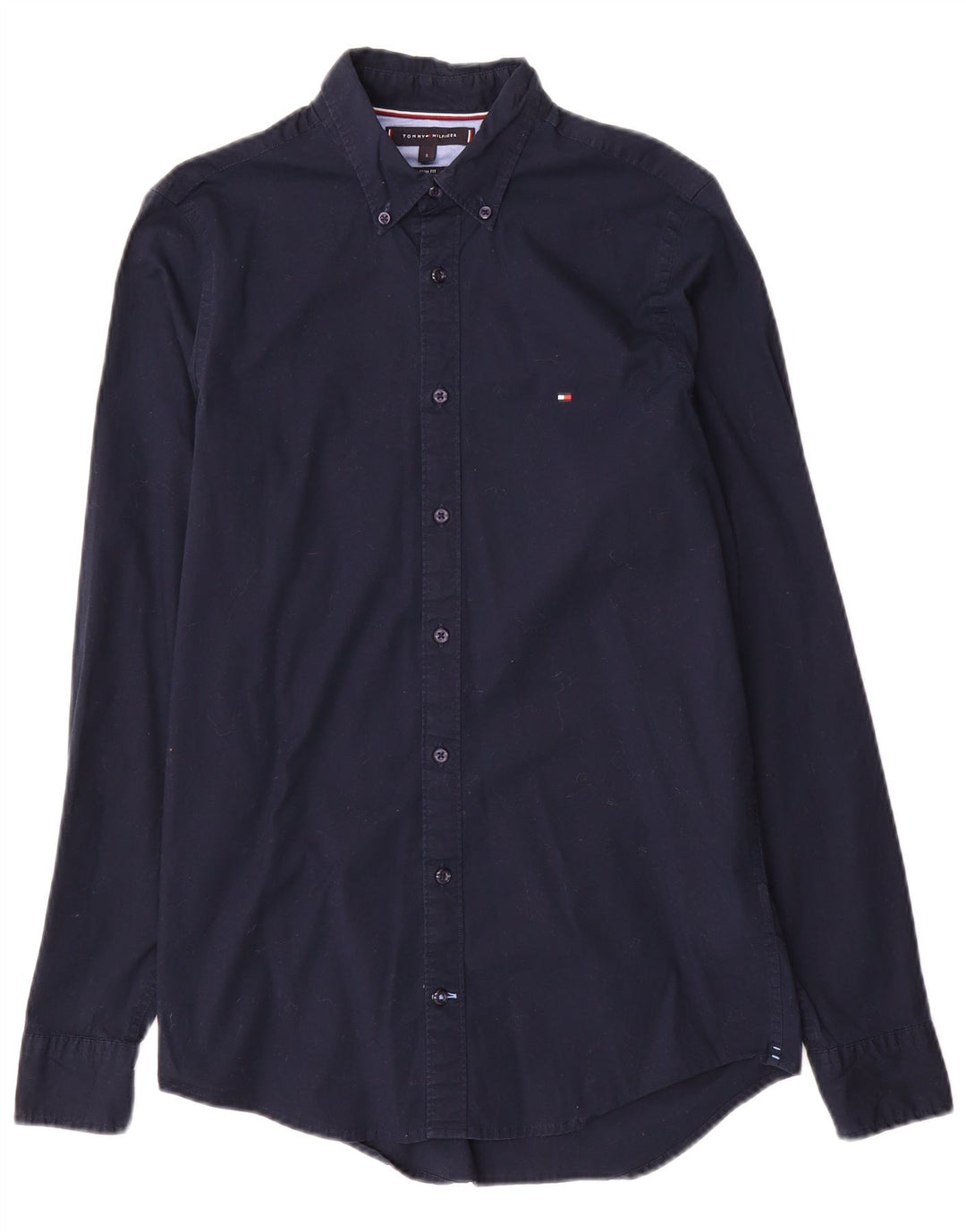 TOMMY HILFIGER Camisa slim fit para hombre Small Azul marino Algodón
