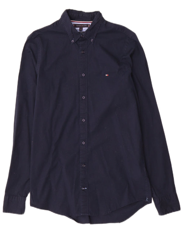 TOMMY HILFIGER Camisa slim fit para hombre Small Azul marino Algodón
