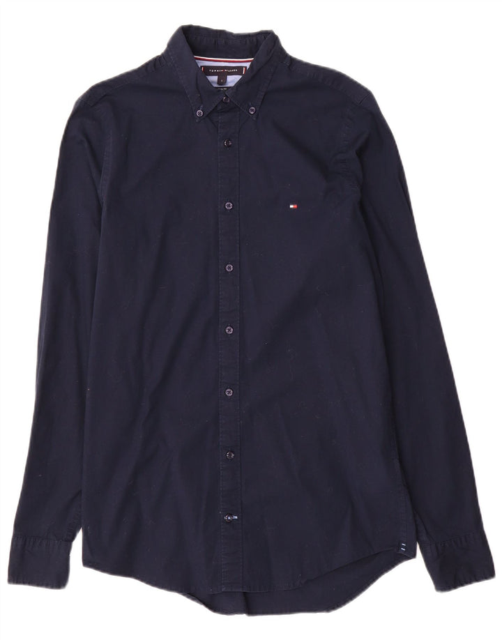 TOMMY HILFIGER Camisa slim fit para hombre Small Azul marino Algodón