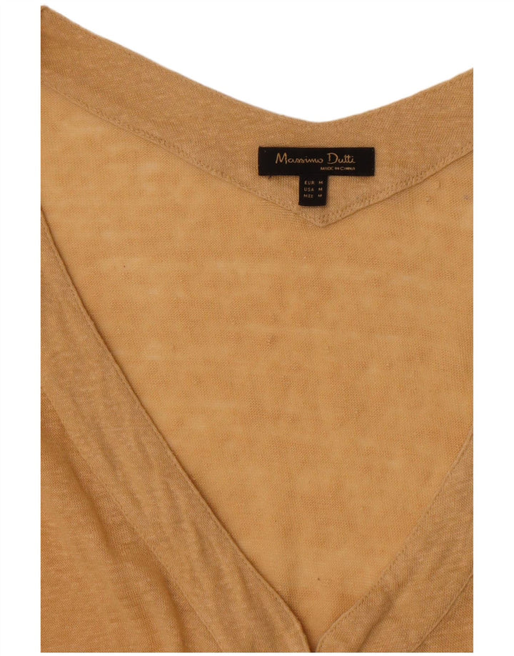 Massimo Dutti Cárdigan de Manga Corta para Mujer UK 44 Medium Beige