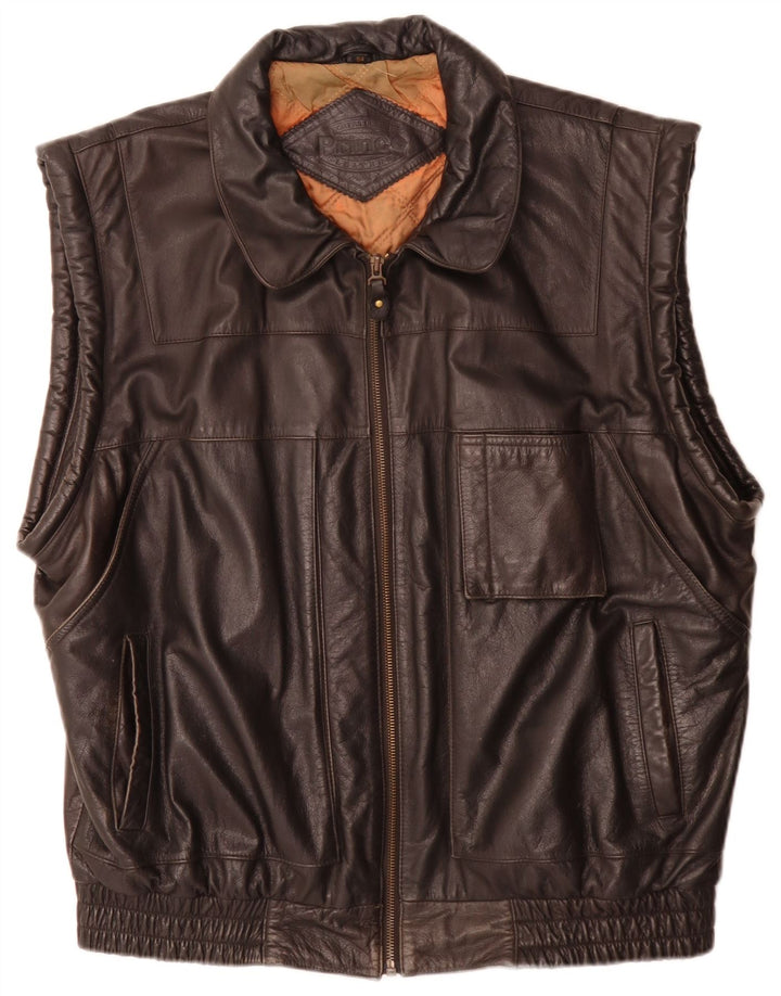 Chaleco de cuero Prince para hombre IT 54 2XL Negro