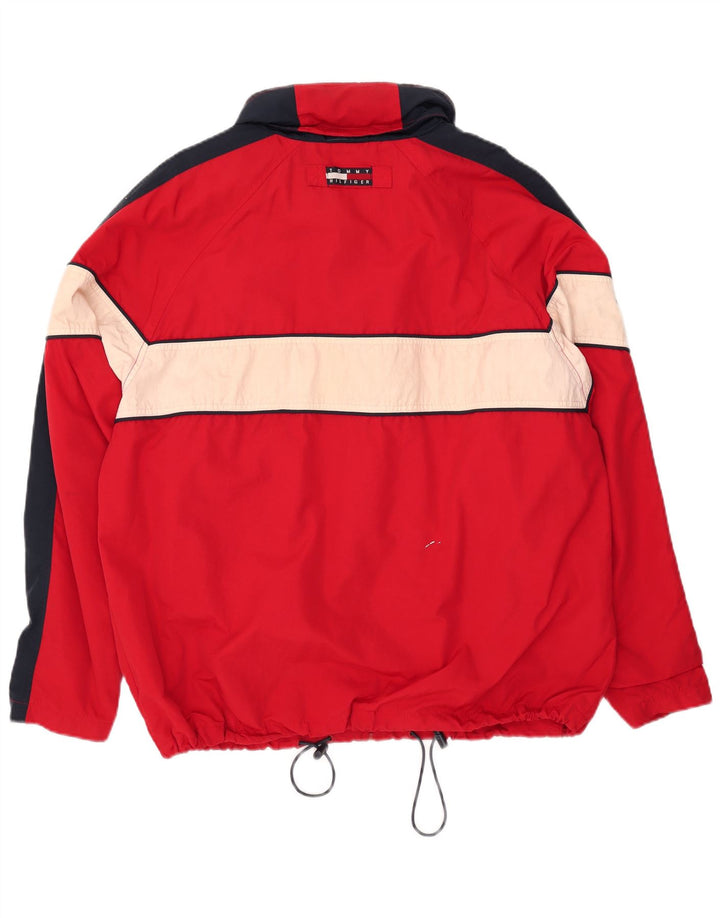 Tommy Hilfiger Chaqueta impermeable con capucha para hombre UK 40 Large Red Colourblock Nylon