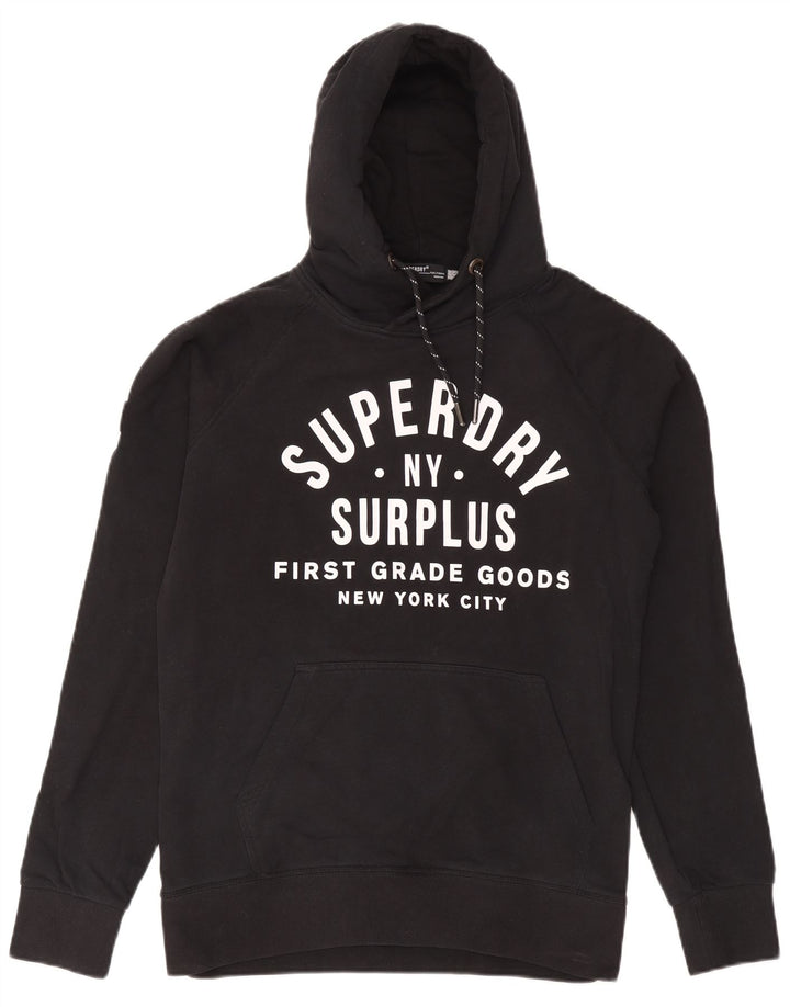 Superdry Jersey con capucha gráfica de algodón negro mediano para hombre