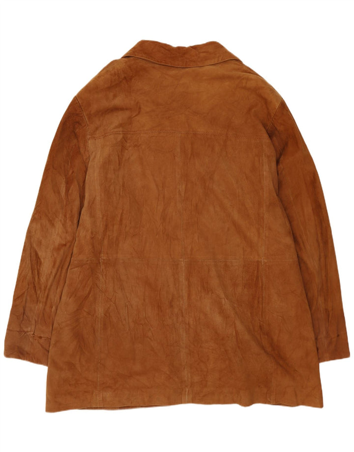 VINTAGE Abrigo de ante para mujer Reino Unido 20 2XL Cuero beige