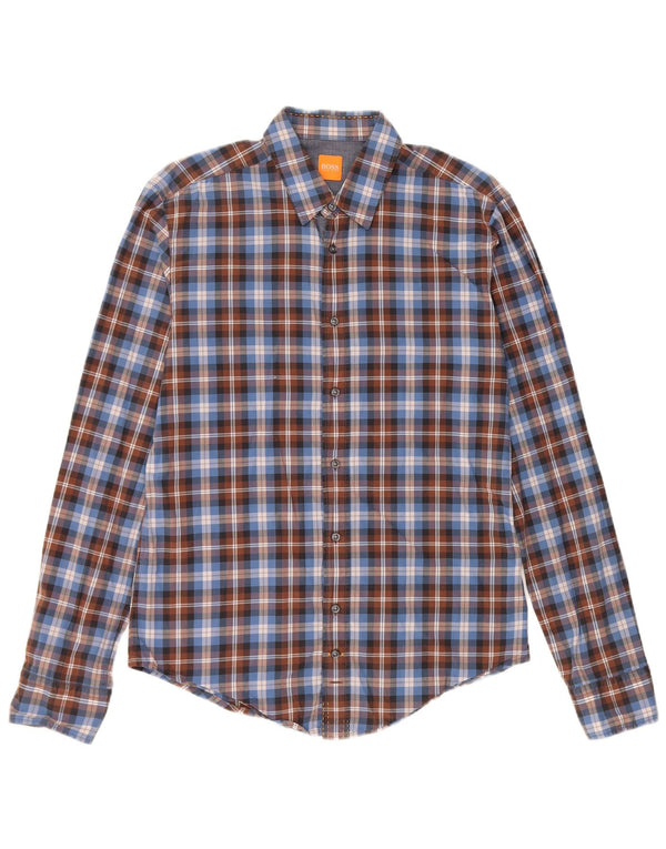 Camisa HUGO BOSS Hombre Algodón a cuadros azul medio