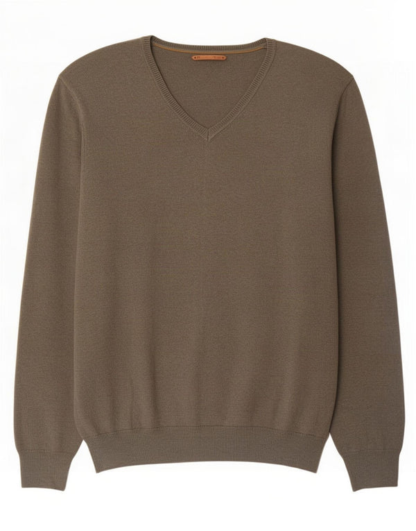 Massimo Dutti Jersey con Cuello en V para Hombre Large Khaki