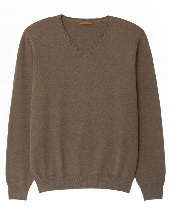Massimo Dutti Jersey con Cuello en V para Hombre Large Khaki