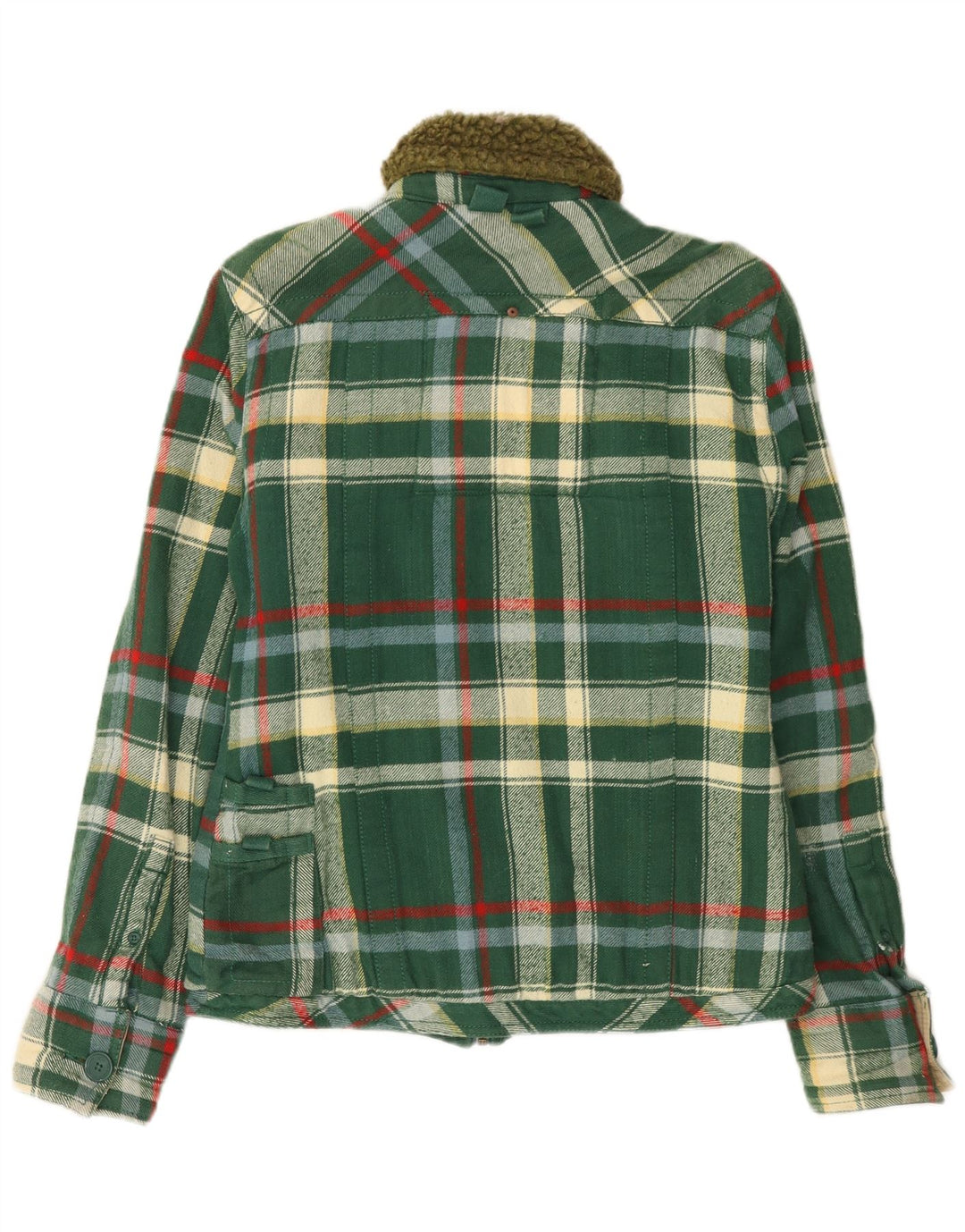 SUPERDRY Chaqueta utilitaria para mujer UK 40 Algodón a cuadros verde medio
