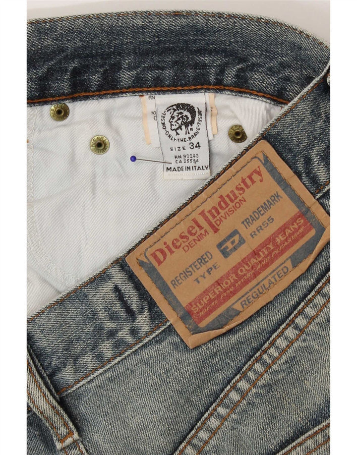Diesel Vaqueros Rectos Desgastados Para Hombre W34 L31 Algodón Azul