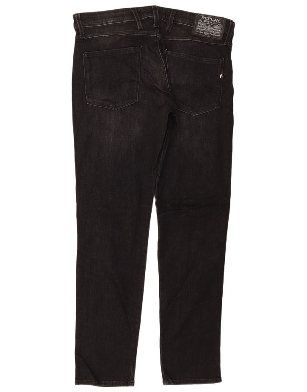 Replay Vaqueros ajustados Anbass para hombre W34 L32 Algodón negro