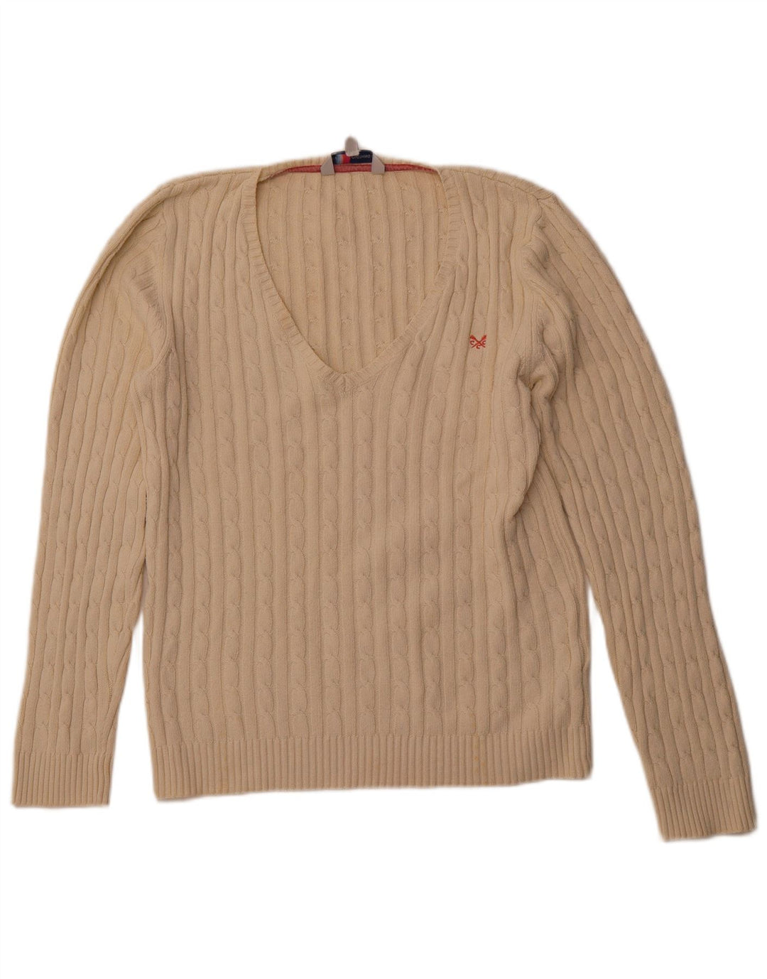 CREW CLOTHING Suéter tipo jersey con cuello en V para mujer UK 18 XL Algodón blanco roto