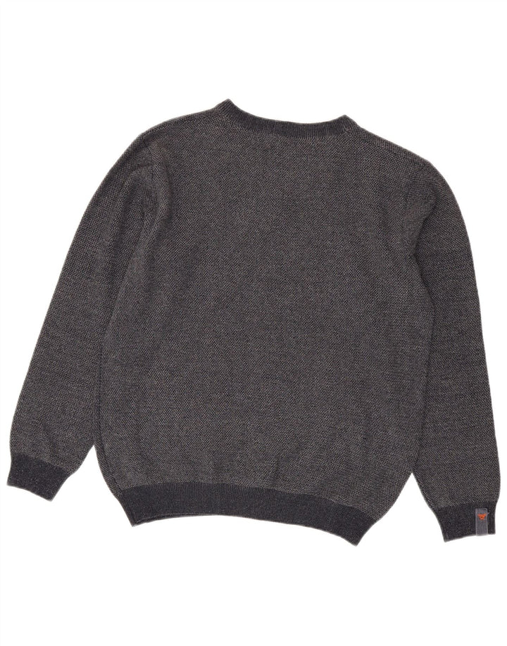 Avirex Jersey con cuello en V para hombre, talla grande, viscosa gris