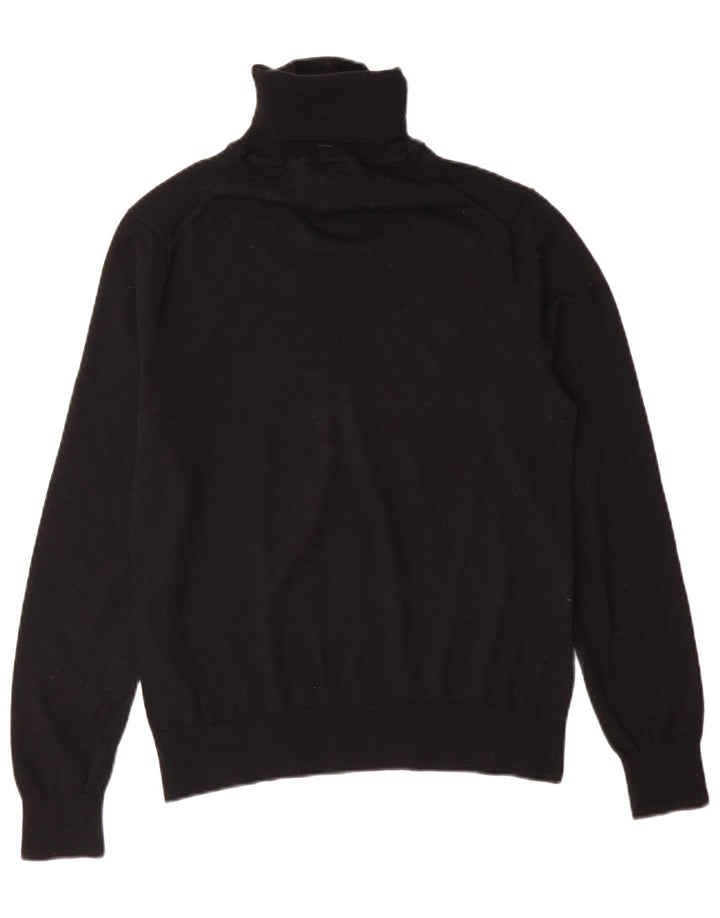 Armani Exchange Jersey con cuello vuelto para hombre, talla pequeña, lana virgen negra