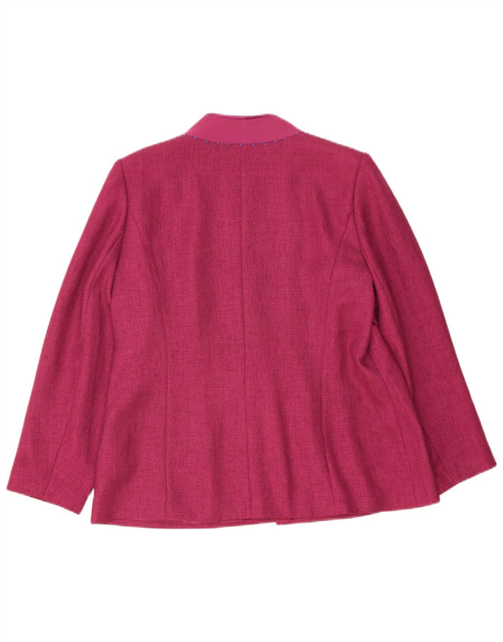 JACQUES VERT Womens 1 Button Blazer Jacket UK 18 XL Pink Polyester