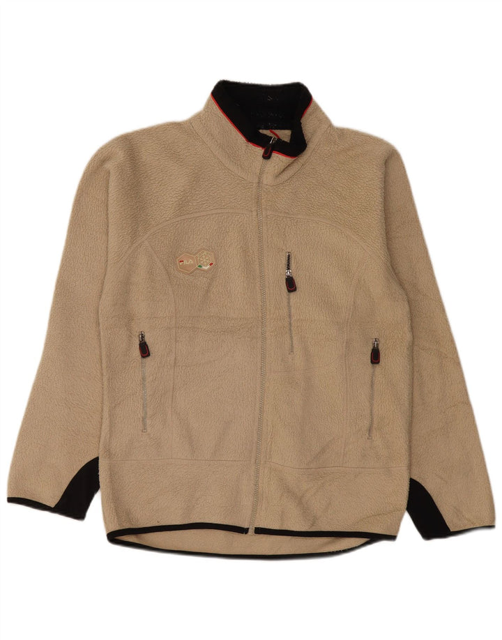 FILA Chaqueta polar para hombre UK 38 Medium Beige Colorblock