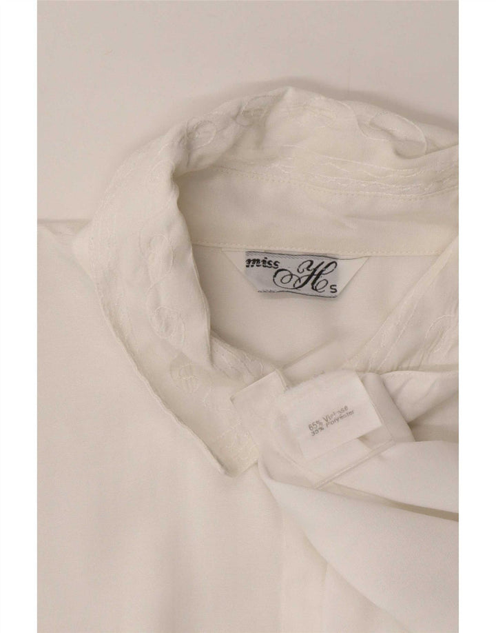 Vintage mujer camisa de gran tamaño blusa Reino Unido 10 pequeña viscosa blanca