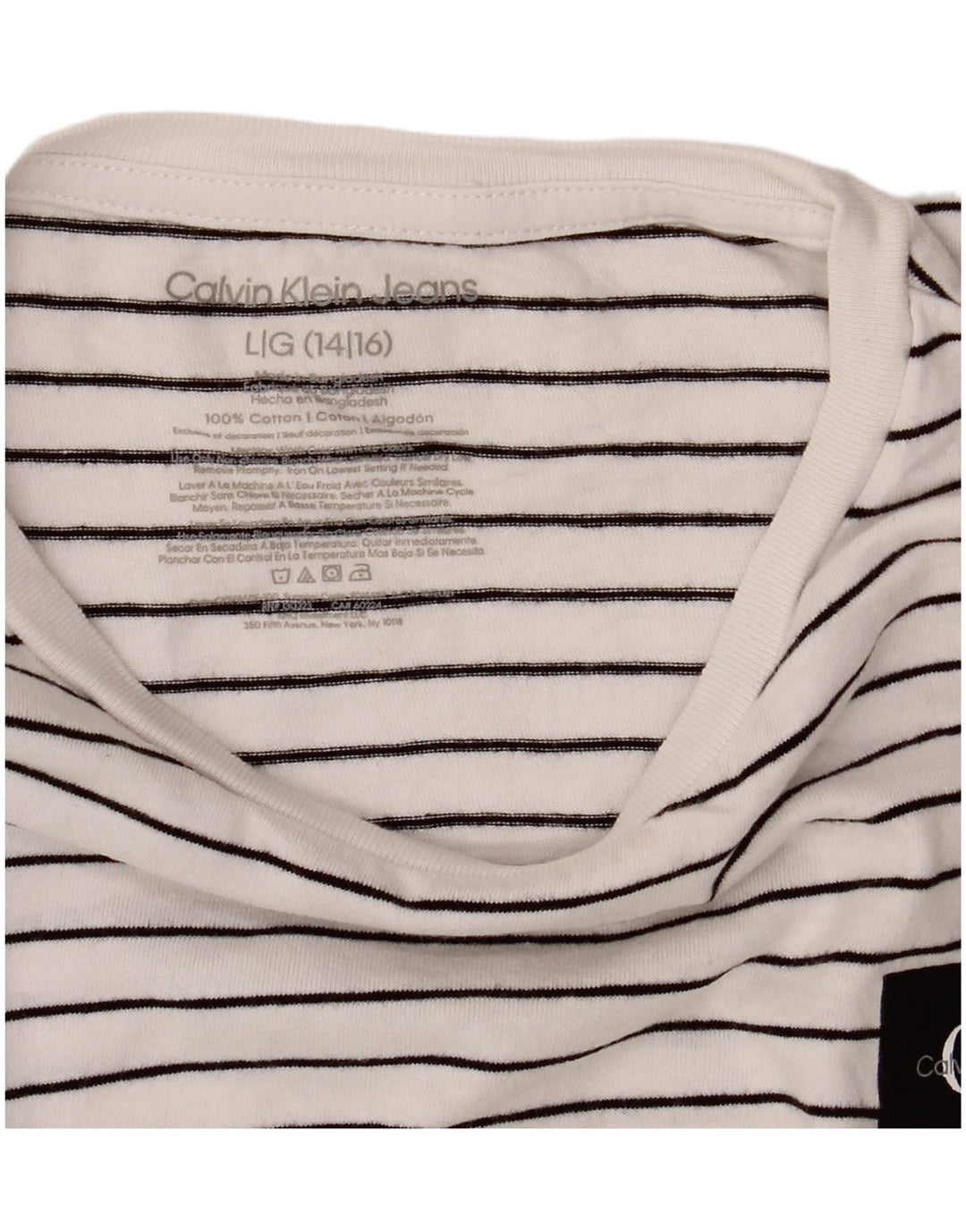 CALVIN KLEIN JEANS Camiseta Niña Top 14-15 Años Grande Blanco Rayas