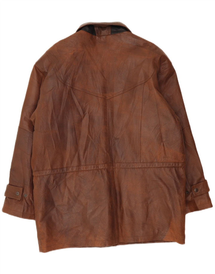 C&A Abrigo cortavientos de cuero para hombre UK 42 XL Cuero marrón