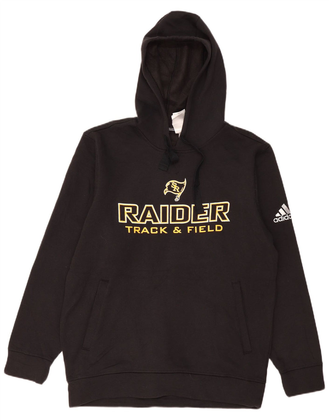 ADIDAS Hombre Raiders Graphic Sudadera con capucha Jumper Grande Algodón Negro