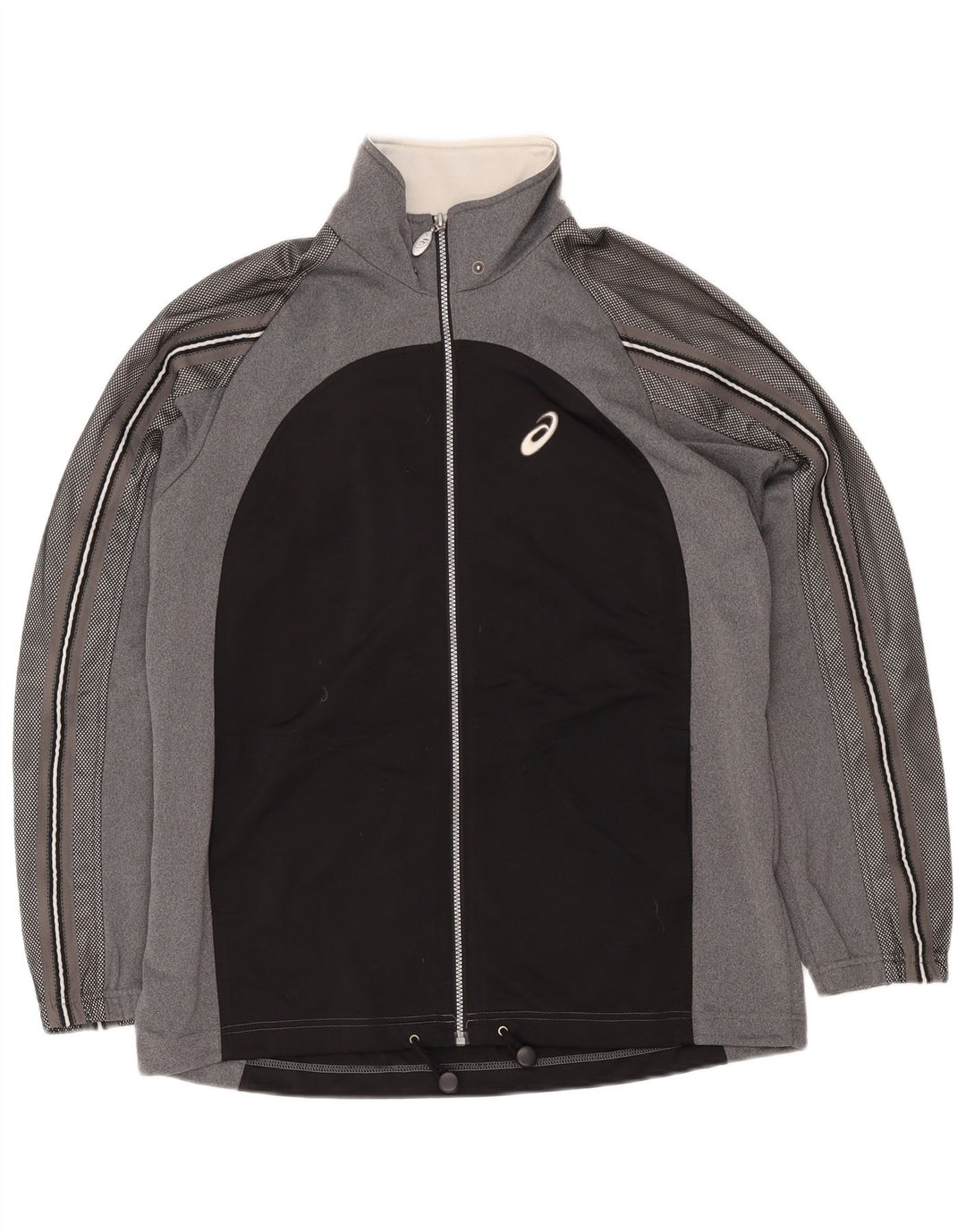 Asics Hombre Graphic Chándal Top Chaqueta Grande Gris Colorblock Poliéster