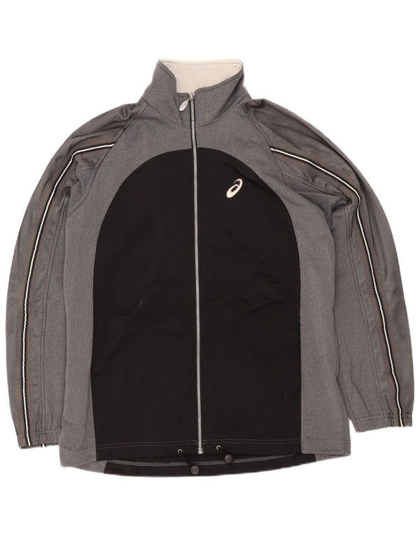 Asics Hombre Graphic Chándal Top Chaqueta Grande Gris Colorblock Poliéster