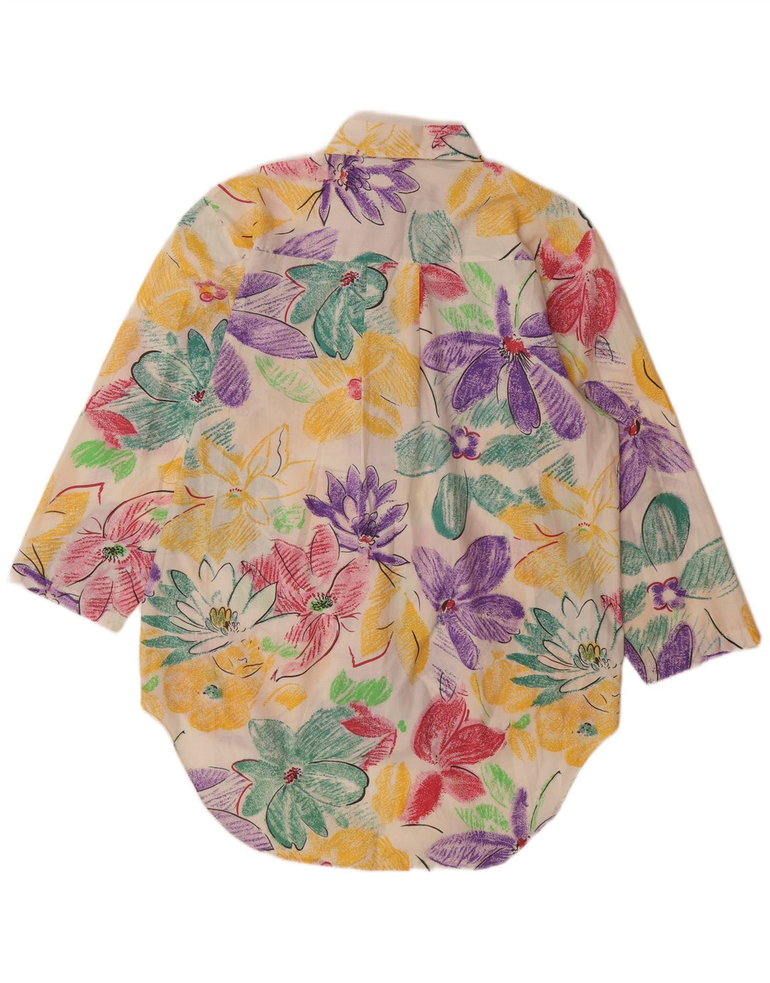 VINTAGE Vestido camisero de manga corta para mujer Reino Unido 14 Floral multicolor grande