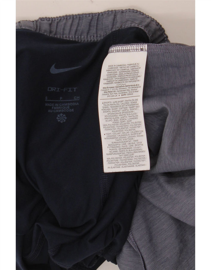 NIKE Pantalones cortos deportivos Dri Fit para mujer UK 10 Pequeño azul Colorblock Poliéster