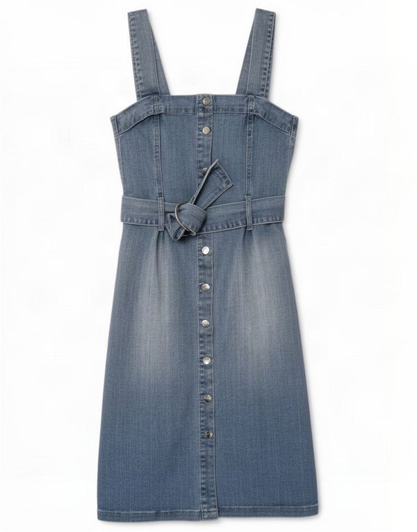 Lipsy Womens Denim Dress UK 12 Medium Blue Cotton