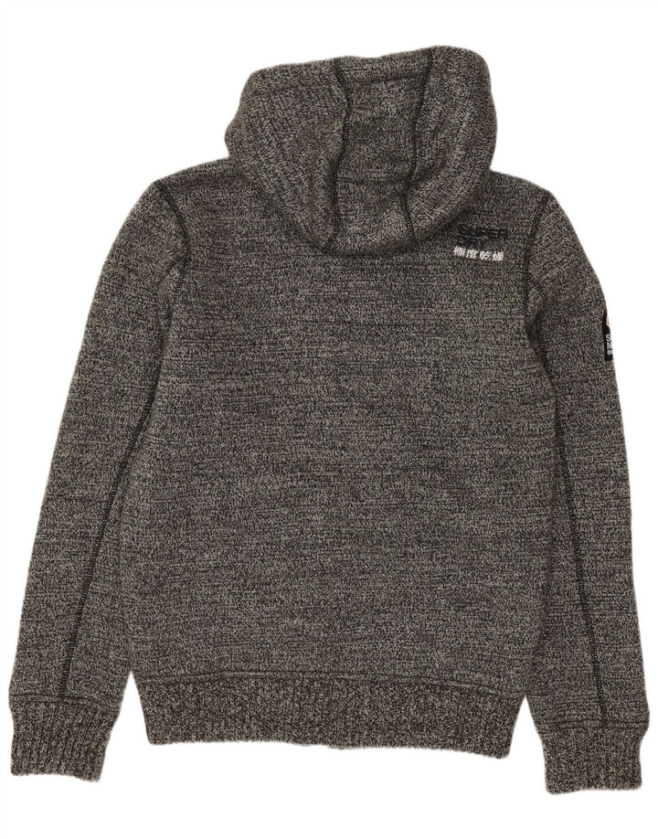 SUPERDRY Suéter tipo cárdigan con capucha y gráfico para hombre Acrílico moteado gris medio