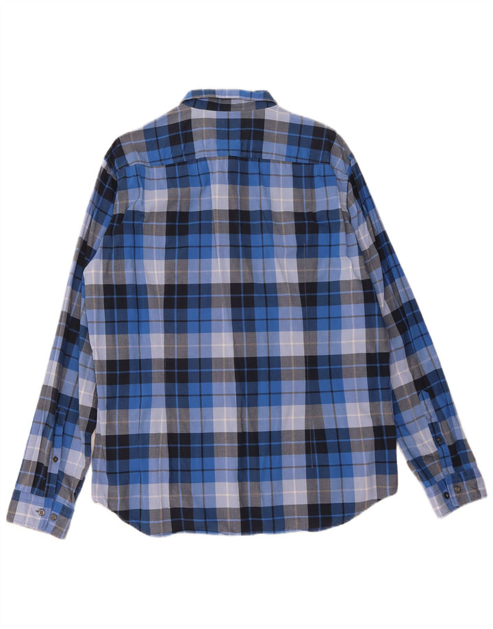 Camisa Hugo Boss Hombre Regular Fit XL Algodón A Cuadros Azul