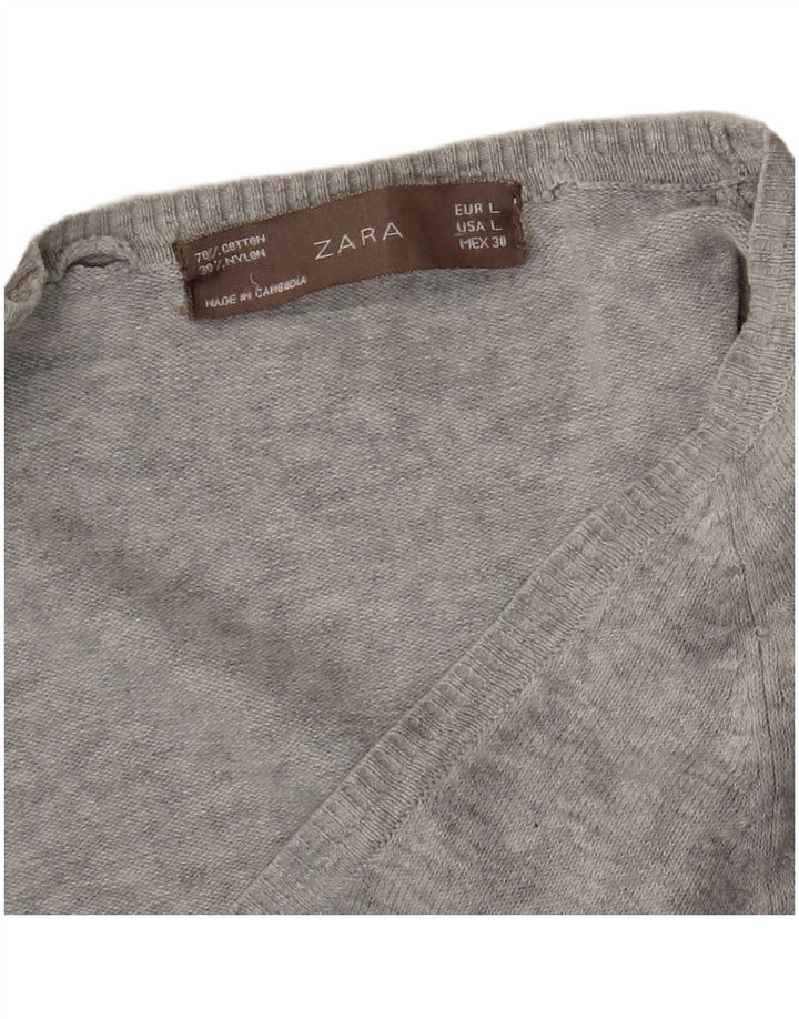 Zara Mujer Cárdigan Suéter UK 44 Grande Gris Moteado