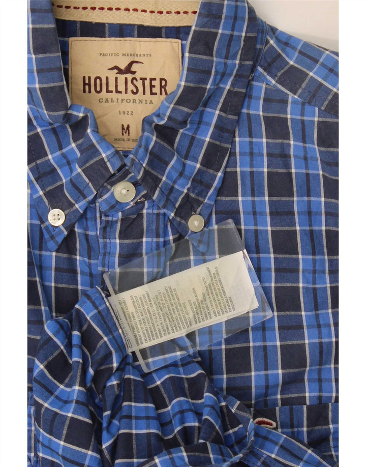 Camisa Hollister Hombre Algodón A Cuadros Azul Medio