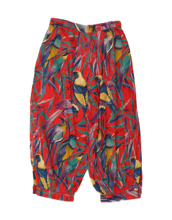 VINTAGE Mujer Capri Harem Pantalones W24 L17 Rojo Animal Print