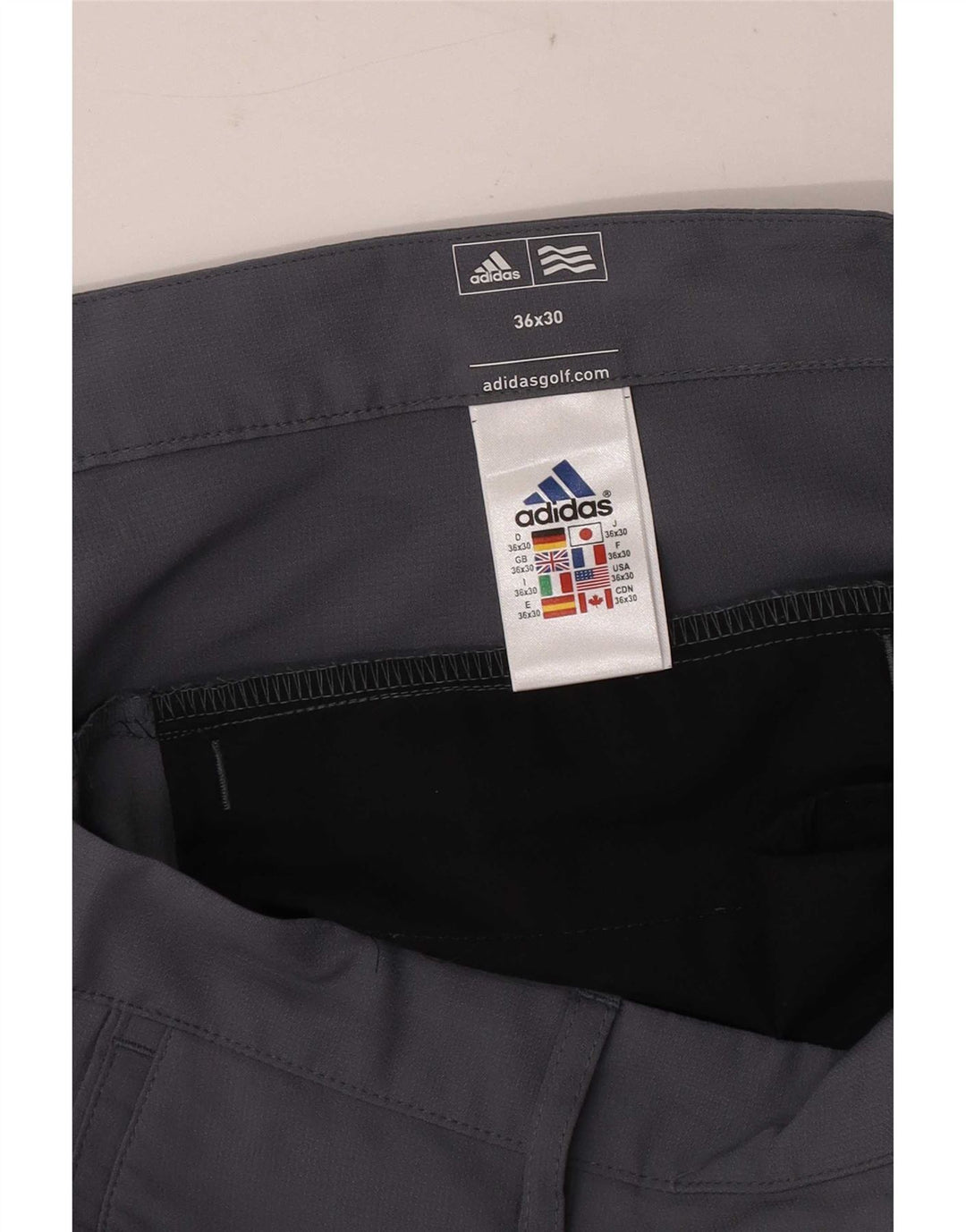 Adidas Pantalón chino recto de golf para hombre W36 L30 Poliéster gris