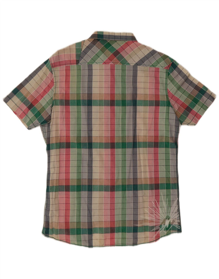 Billabong Camisa De Manga Corta Para Hombre De Algodón Con Cuadros Multicolores Grandes