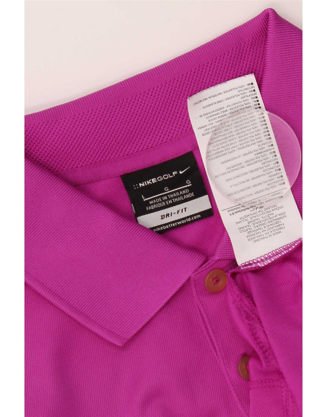 Nike Polo Dri Fit para hombre, poliéster rosa grande