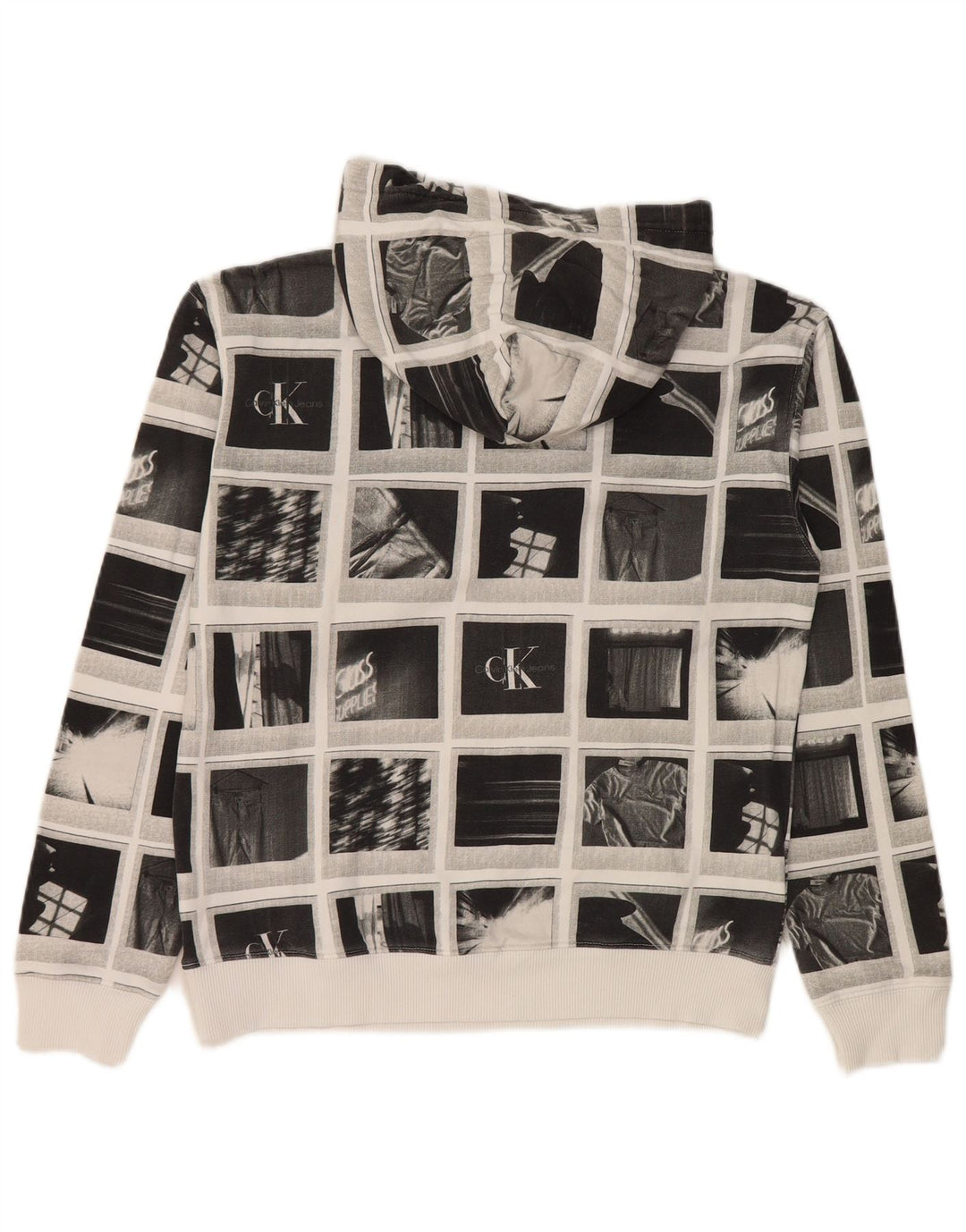 Calvin Klein Jeans - Jersey con capucha para niños, diseño gráfico, 13-14 años, color gris