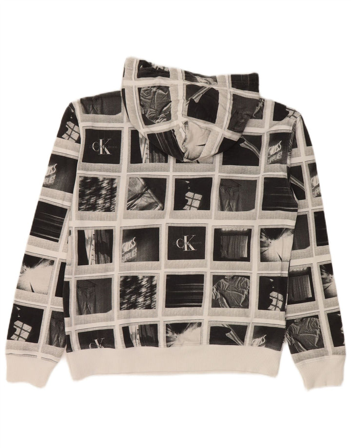 Calvin Klein Jeans - Jersey con capucha para niños, diseño gráfico, 13-14 años, color gris